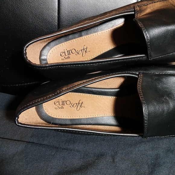 Eurosoft By Sofft Black Loafers Size 9 Chunky Heel - Picture 7 of 8